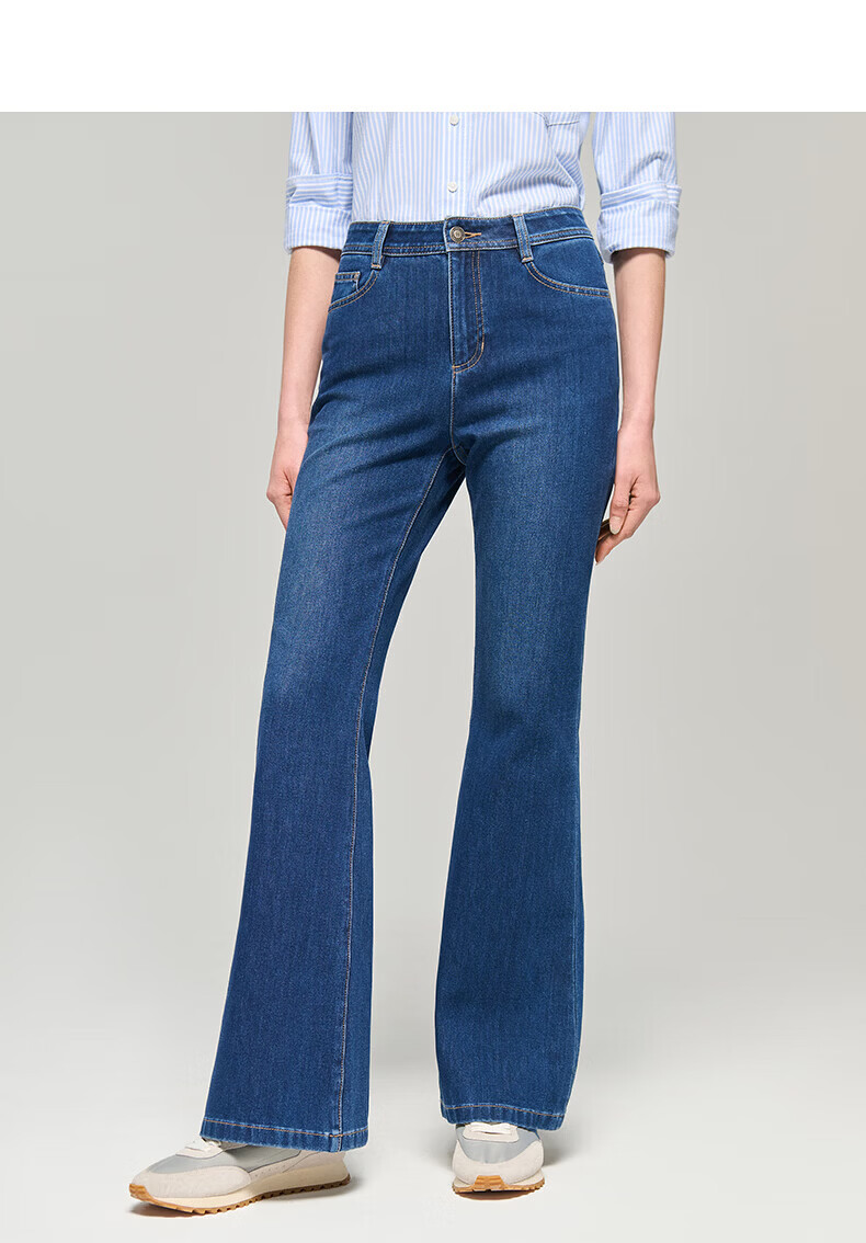 HAZZYS Women's Spring PHIZ Series Casual Flared Washed Denim Jeans ATDSP0DBX06 12